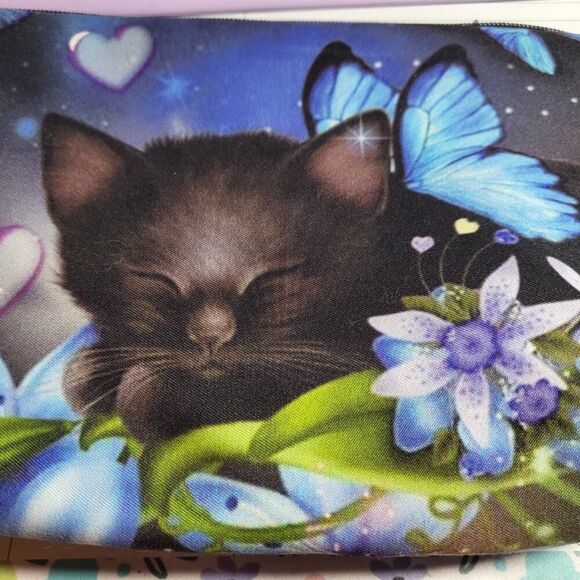 Black Cat Floral Butterfly Make-up Bag - Picture 2 of 3